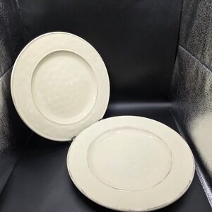 Pier 1 Imports Martillo Crème Brulee Dinner Plates Lot 2‎ Stoneware 10.5" Rustic